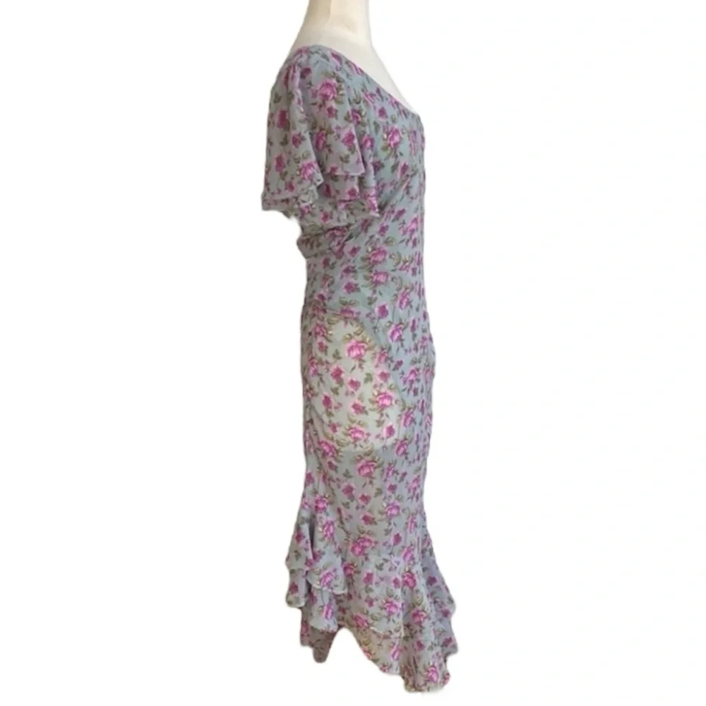 ASTR The Label Lisa Floral One-Shoulder Ruffle Midi Dress Size M NWOT Cottage